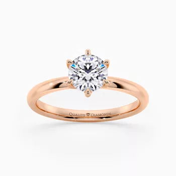 Six Claw Round Brilliant Abbraccio Diamond Ring in 18K Rose Gold