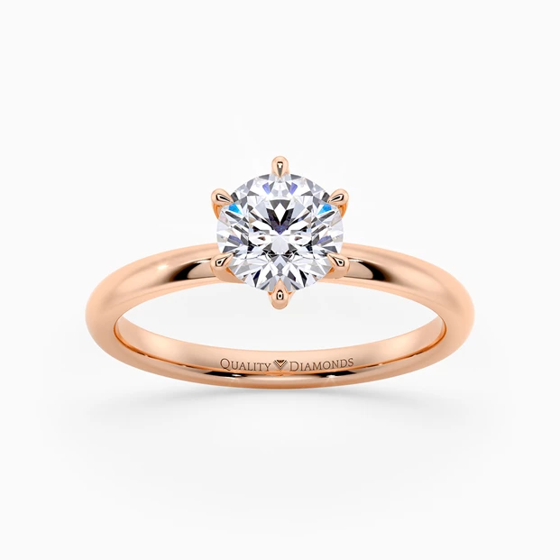 Six Claw Round Brilliant Abbraccio Diamond Ring in 9K Rose Gold