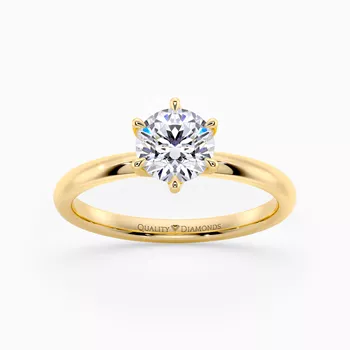 Six Claw Round Brilliant Abbraccio Diamond Ring in 18K Yellow Gold