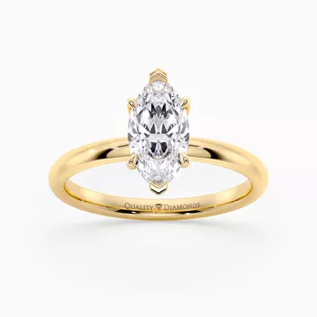 Marquise Six Claw Abbraccio Diamond Ring in 9K Yellow Gold