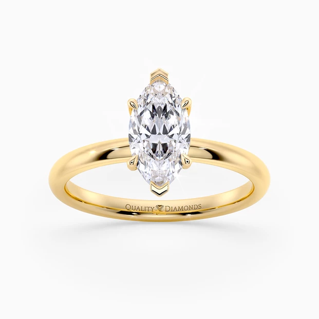 Marquise Six Claw Abbraccio Diamond Ring in 9K Yellow Gold