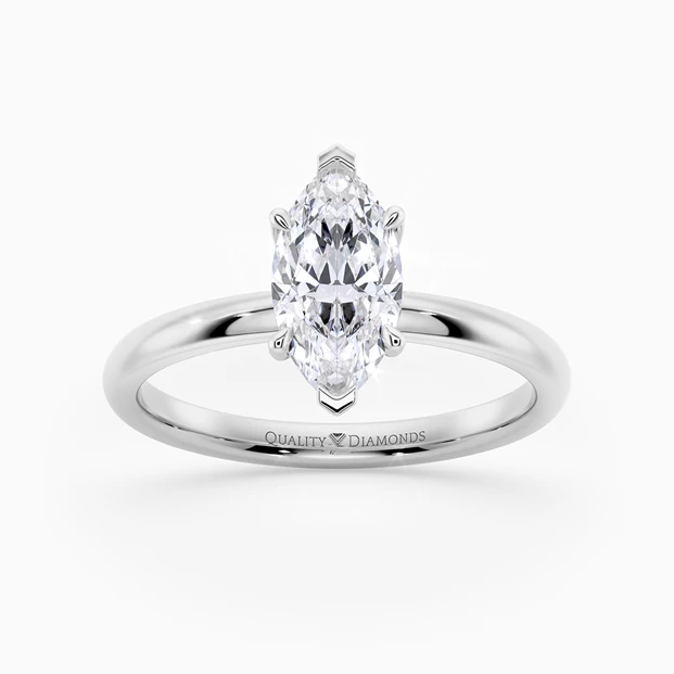 Marquise Six Claw Abbraccio Diamond Ring in 9K White Gold