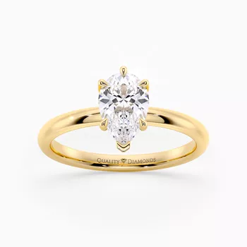 Pear Six Claw Abbraccio Diamond Ring in 9K Yellow Gold