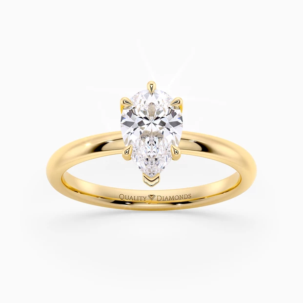 Pear Six Claw Abbraccio Diamond Ring in 18K Yellow Gold