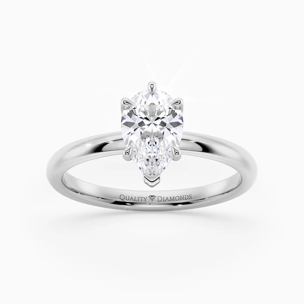 Pear Six Claw Abbraccio Diamond Ring in Platinum