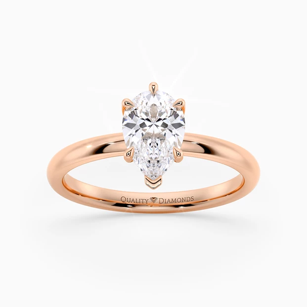 Pear Six Claw Abbraccio Diamond Ring in 18K Rose Gold