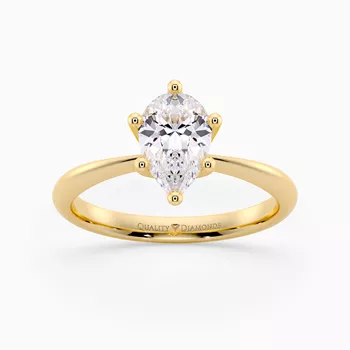 Six Claw Pear Amorette Diamond Ring in 9K Yellow Gold