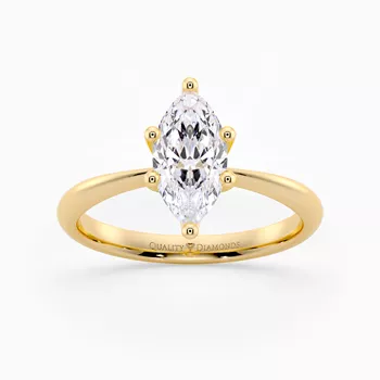 Six Claw Marquise Amorette Diamond Ring in 9K Yellow Gold