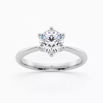 Six Claw Round Brilliant Amorette Diamond Ring in Platinum