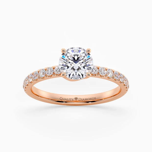 Diamond Set Round Brilliant Abbraccio Diamond Ring in 18K Rose Gold