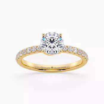 Diamond Set Round Brilliant Abbraccio Diamond Ring in 18K Yellow Gold