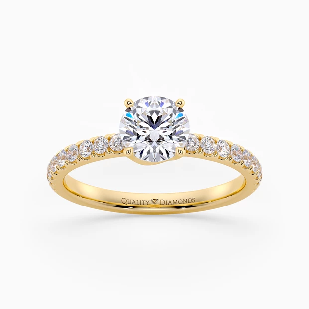 Diamond Set Round Brilliant Abbraccio Diamond Ring in 18K Yellow Gold
