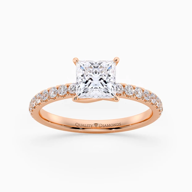 Diamond Set Princess Abbraccio Diamond Ring in 18K Rose Gold