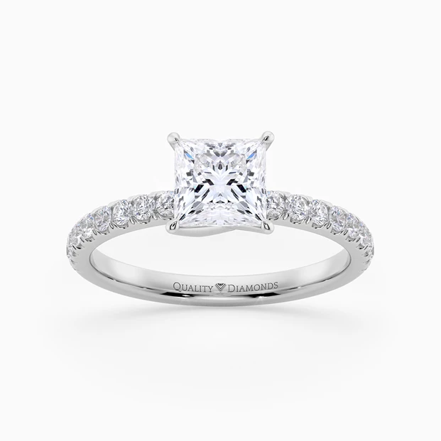 Diamond Set Princess Abbraccio Diamond Ring in Palladium