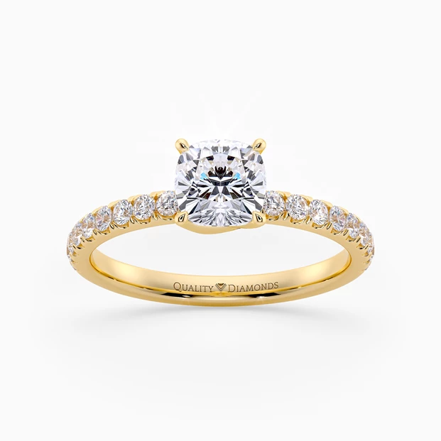 Diamond Set Cushion Abbracio Diamond Ring in 18K Yellow Gold