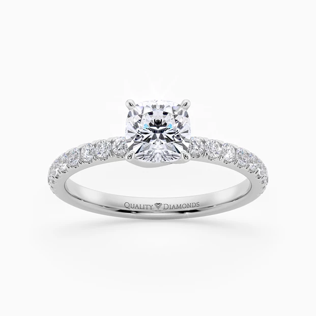 Diamond Set Cushion Abbracio Diamond Ring in 18K White Gold