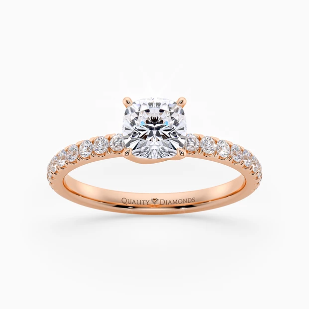 Diamond Set Cushion Abbracio Diamond Ring in 18K Rose Gold