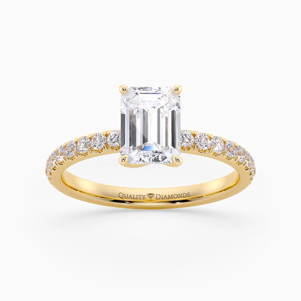 Diamond Set Emerald Abbracio Diamond Ring in 18K Yellow Gold