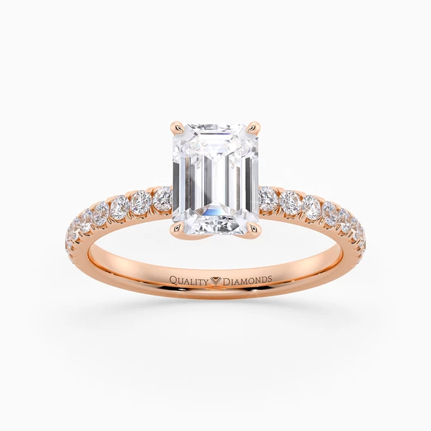 Diamond Set Emerald Abbracio Diamond Ring in 18K Rose Gold