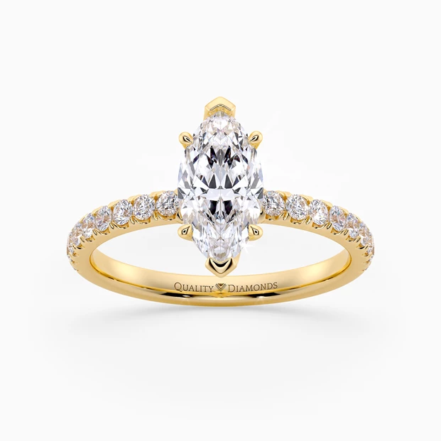 Diamond Set Marquise Abbracio Diamond Ring in 9K Yellow Gold