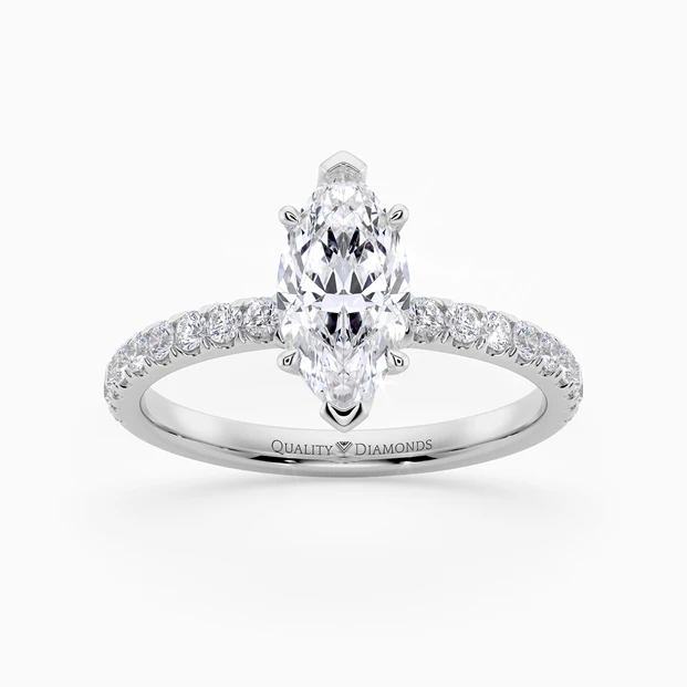 Diamond Set Marquise Abbracio Diamond Ring in 18K White Gold