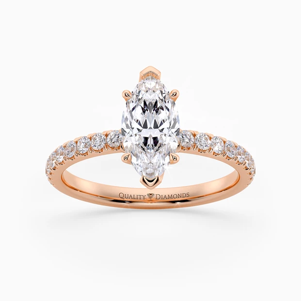 Diamond Set Marquise Abbracio Diamond Ring in 9K Rose Gold