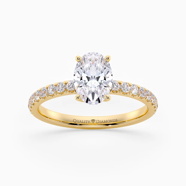 Diamond Set Oval Abbracio Diamond Ring in 18K Yellow Gold