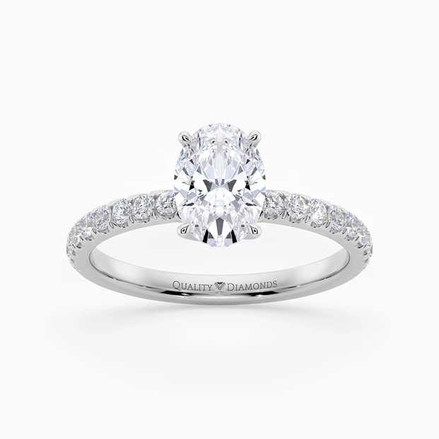 Diamond Set Oval Abbracio Diamond Ring in 18K White Gold