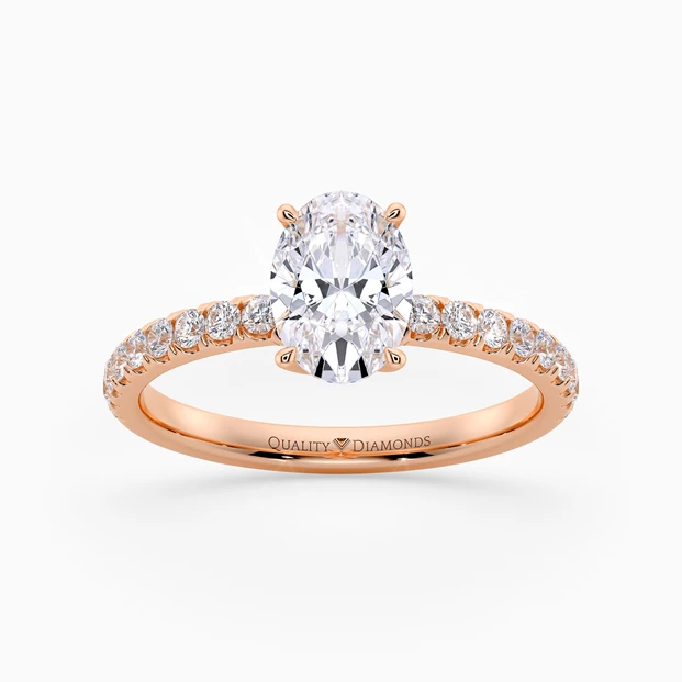 Diamond Set Oval Abbracio Diamond Ring in 18K Rose Gold