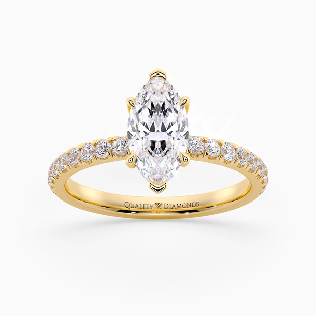 Diamond Set Six Claw Marquise Abbraccio Diamond Ring in 18K Yellow Gold