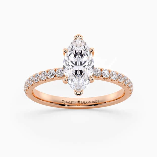 Diamond Set Six Claw Marquise Abbraccio Diamond Ring in 9K Rose Gold