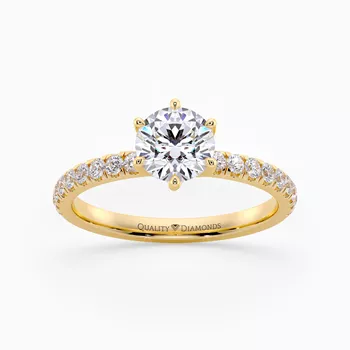 Diamond Set Six Claw Round Brilliant Abbraccio Diamond Ring in 18K Yellow Gold