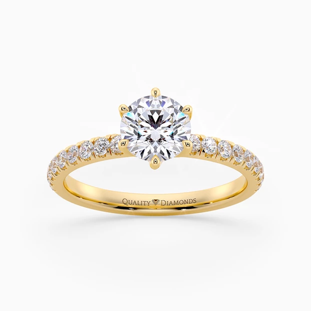 Diamond Set Six Claw Round Brilliant Abbraccio Diamond Ring in 18K Yellow Gold