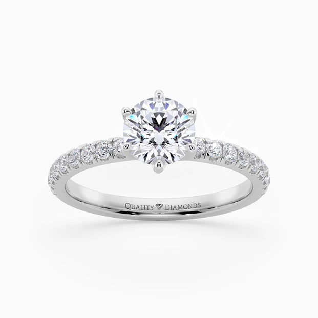 Diamond Set Six Claw Round Brilliant Abbraccio Diamond Ring in Platinum