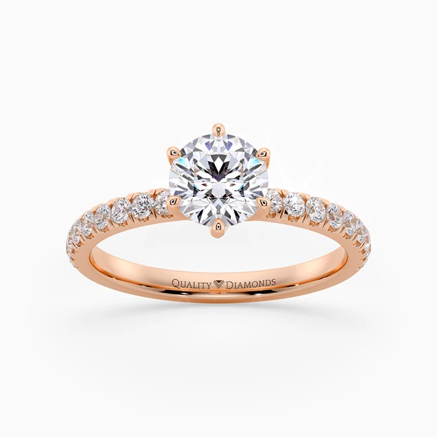 Diamond Set Six Claw Round Brilliant Abbraccio Diamond Ring in 18K Rose Gold