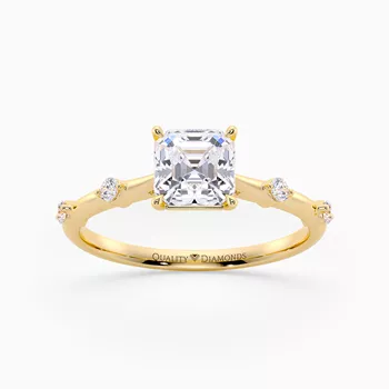 Diamond Set Asscher Carys Diamond Ring in 9K Yellow Gold