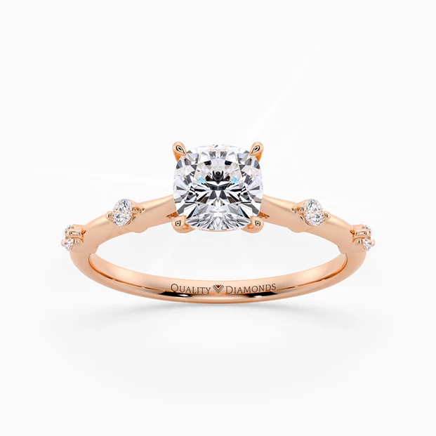 Diamond Set Cushion Carys Diamond Ring in 18K Rose Gold