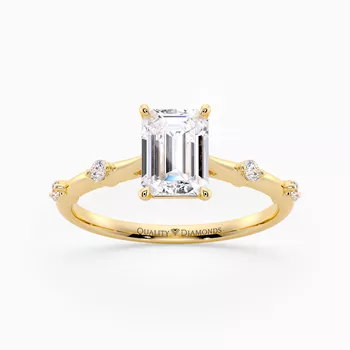 Diamond Set Emerald Carys Diamond Ring in 9K Yellow Gold