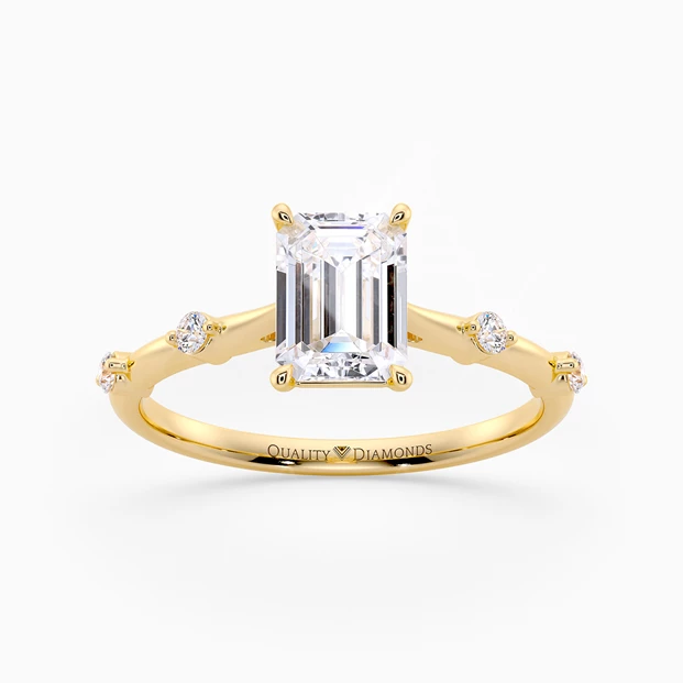Diamond Set Emerald Carys Diamond Ring in 18K Yellow Gold