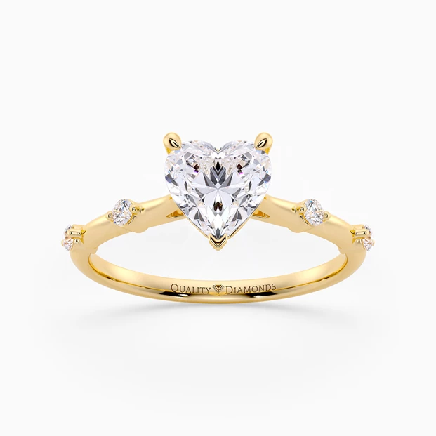Diamond Set Heart Carys Diamond Ring in 9K Yellow Gold