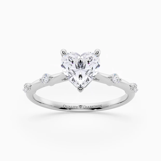Diamond Set Heart Carys Diamond Ring in Palladium