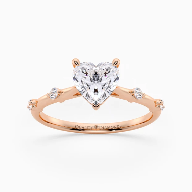 Diamond Set Heart Carys Diamond Ring in 18K Rose Gold