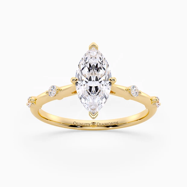 Diamond Set Marquise Carys Diamond Ring in 18K Yellow Gold
