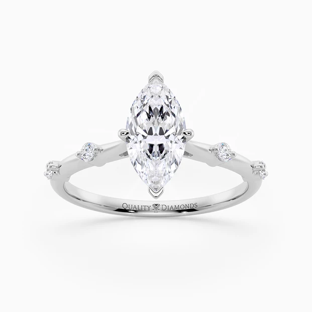 Diamond Set Marquise Carys Diamond Ring in Palladium