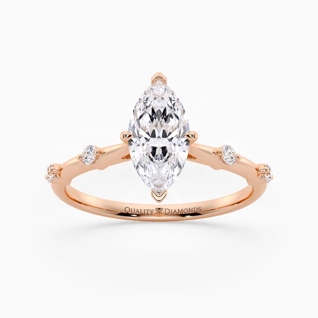 Diamond Set Marquise Carys Diamond Ring in 18K Rose Gold