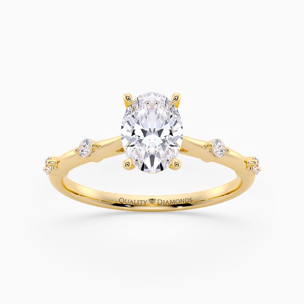 Diamond Set Oval Carys Diamond Ring in 9K Yellow Gold