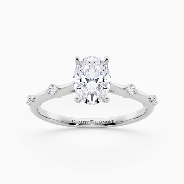 Diamond Set Oval Carys Diamond Ring in 18K White Gold
