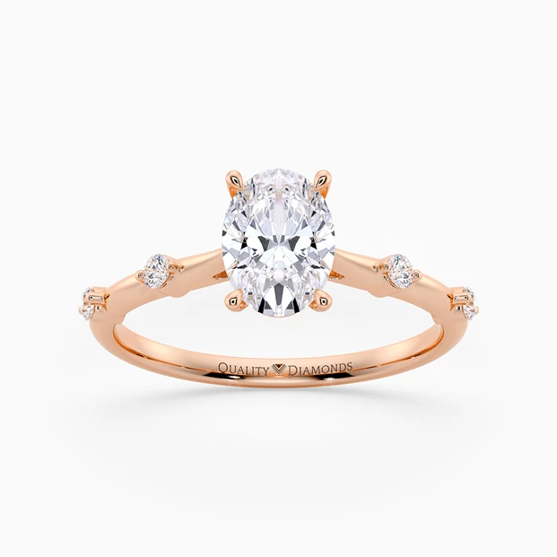 Diamond Set Oval Carys Diamond Ring in 9K Rose Gold