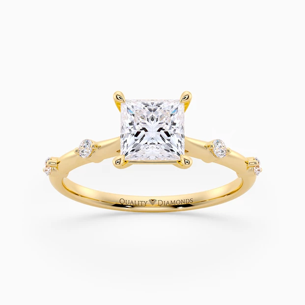 Diamond Set Princess Carys Diamond Ring in 9K Yellow Gold