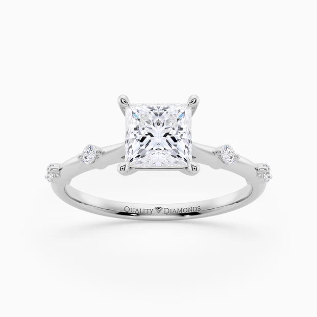 Diamond Set Princess Carys Diamond Ring in 9K White Gold